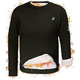 Roadbox Men's Sherpa Lined Sweatshirt, Winter Warm Heavyweight Crewneck Pullover Tops, Long Sleeve Thermal Fleece Sweaters