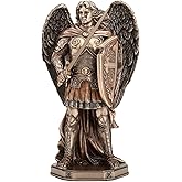 Veronese Design 7 7/8 Inch Archangel Saint Michael Wielding Sword and Shield Cold Cast Resin Bronze Finish Sculpture