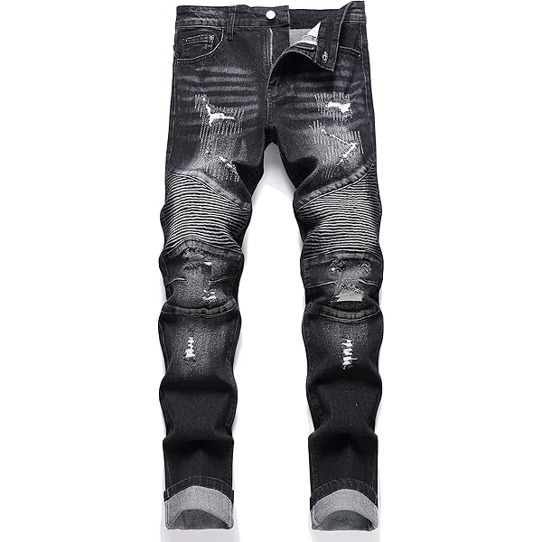 QIMYUM Mens Ripped Jeans, Distressed Destroyed Slim Fit
