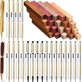 Colarr 10 Sets Woodturning Pen Kits Project Supplies Including 7mm Slimline Pen Kits with Refill and Pen Blanks Lumber for Lathe Turning Starter Package DIY Crafts