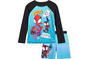 Marvel Boys Rash Guard Set - 2 Piece Spiderman Spidey & His Amazing Friends UPF50+ Swim Shirt & Swim Trunks for Boys (2T-12)