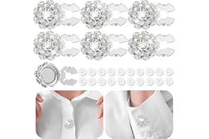Solsew 6 Sets Button Covers Rhinestone Covers with 20 Pcs 11 Mm/0.43” Sewing Buttons Crystal Clip on Jewelry Women Men for Sewing DIY Craft Decor Embellishment(Silver,Classic)
