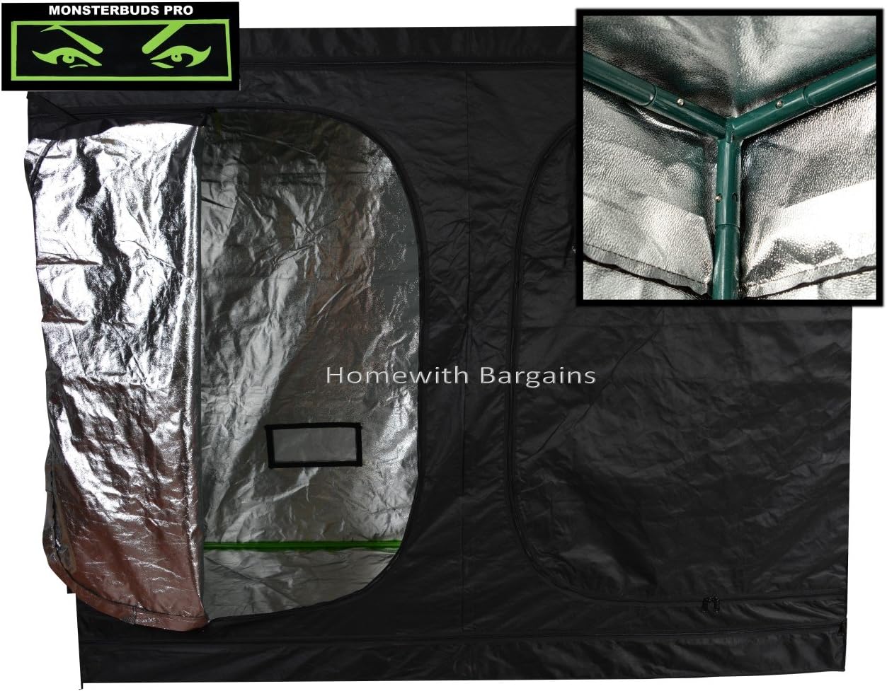 240 x 120 x 200cm "MONSTERBUDS PRO" Silver Mylar Grow Box Tent Hydroponics