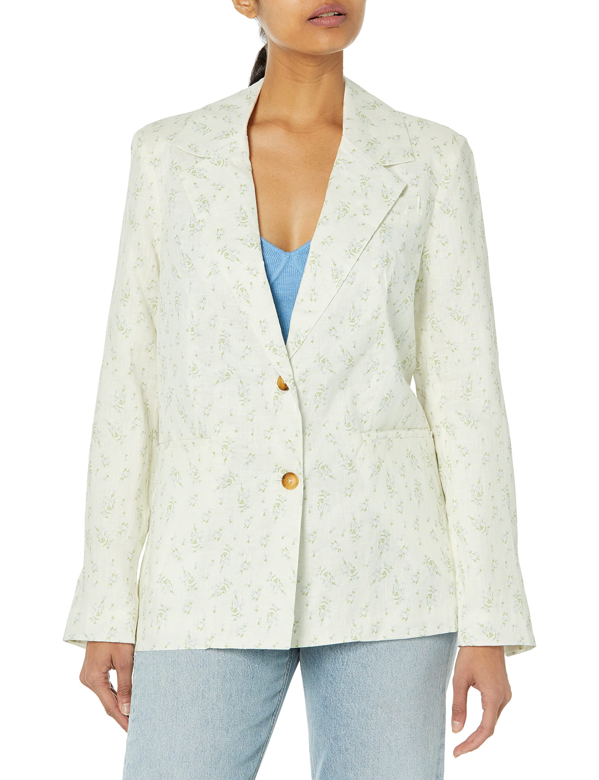 Photo 1 of [BLANKNYC] Womens Luxury Clothing Oversized Blazzer with Pockets, Comfortable & Stylish Coat, Flower Field, Small