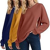 Oakgarden 3 Pack Women's Oversized Nursing Tops, Waffle Knit Breastfeeding Zipper Sweatshirt Long Sleeve Maternity Shirts