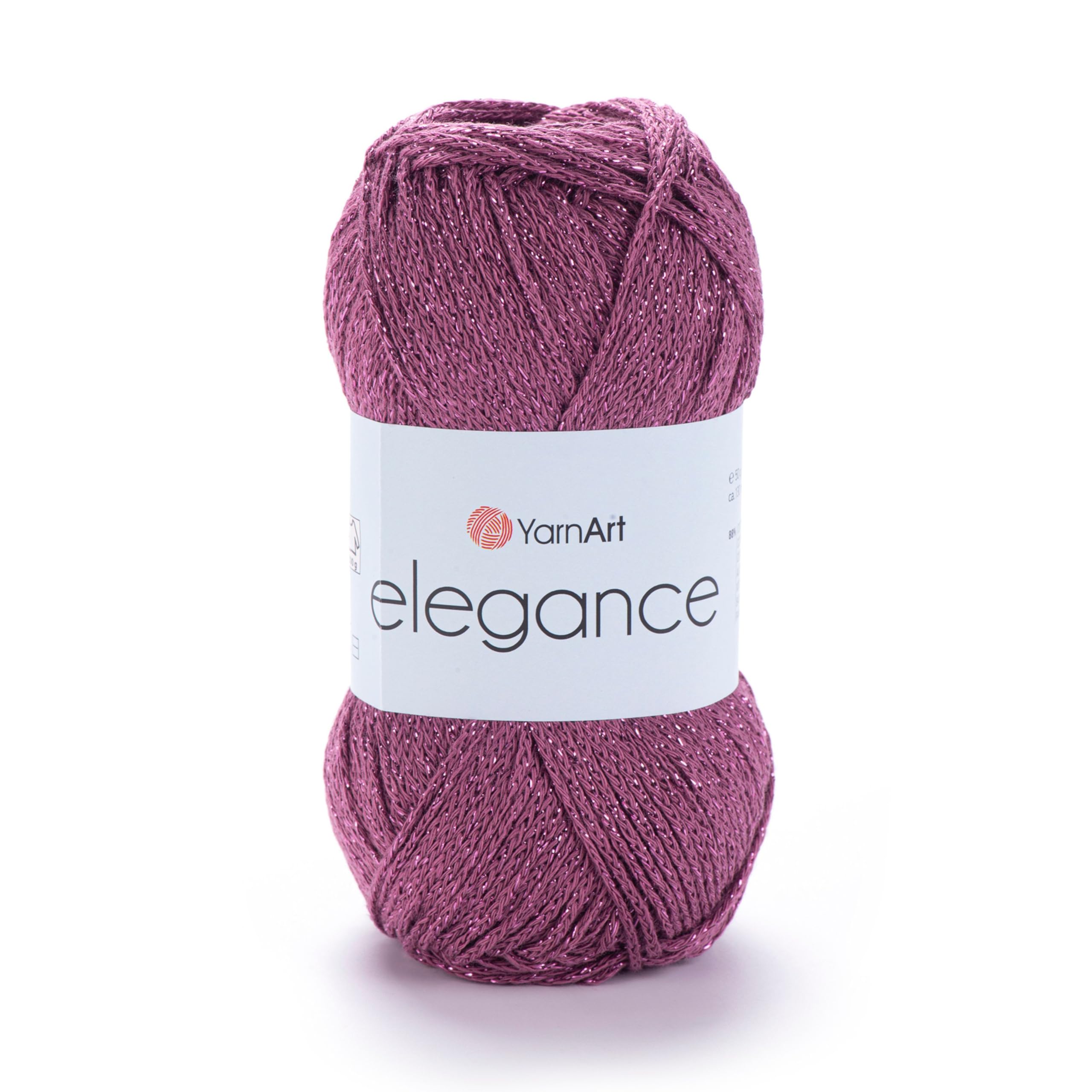Photo 1 of 1 Skein YarnArt Elegance Sparkly Yarn,%88 Cotton%12 Metallic, 50 g (1.76 oz), 130 m (142 yd), Yarn Weight 2 : Fine-Sport, Dusty Rose - 112