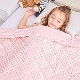 yescool Pink Weighted Blanket 3 lb Small Weighted Lap Blanket for Girls, Cooling Weighted Throw Blankets Minky Heavy Blankets, for 20-45lbs, 36 * 48in