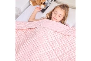 yescool Weighted Blanket Kids 7 lb Pink Warm Weighted Throw Blanket Minky Plush Heavy Blanket Microfiber Small Fleece Blanket Cooling Heating Weighted Comforter, 40 * 60in