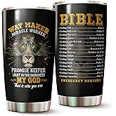 WOOKOO Christian Tumbler - Gifts for Christians on Christmas, Birthday - Religious Tumblers - Christian Cup - Christian Gifts For Men, Women - Bible Emergency Numbers Mug - Lion Christian Tumbler