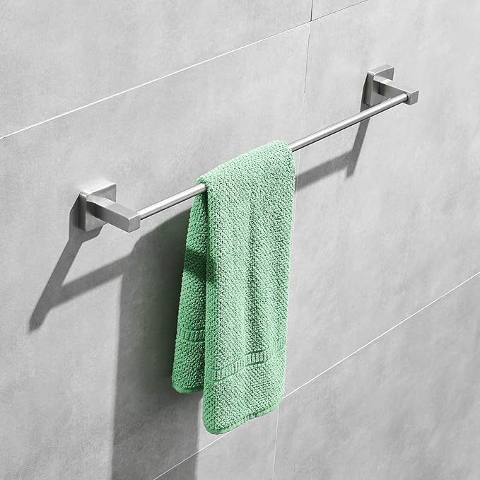 Toallero de níquel cepillado, 50 cm, acero inoxidable, para baño