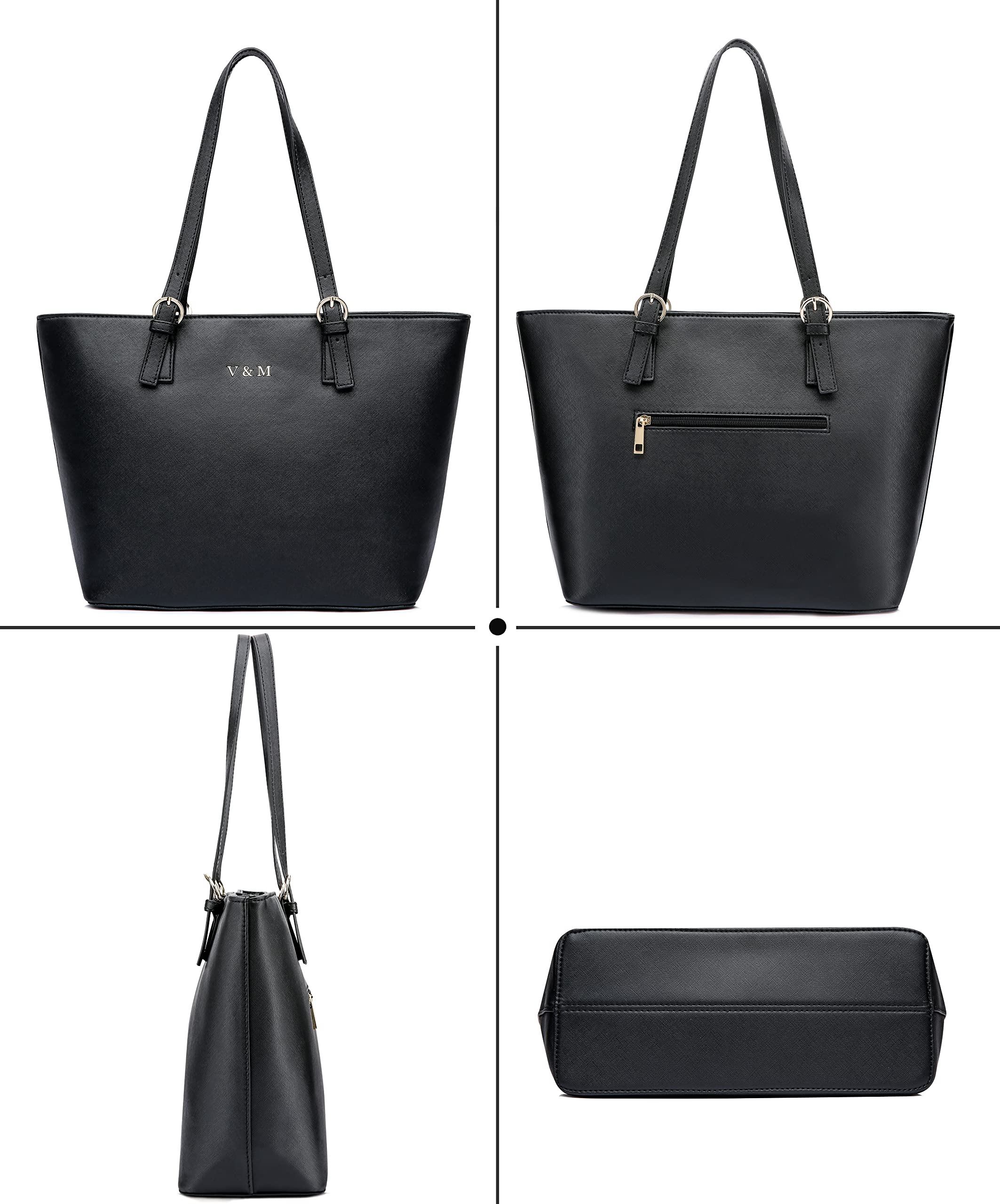 Vanessa & Melissa® Damen Shopper klassisch elegante Handtasche Henkeltasche Schwarz