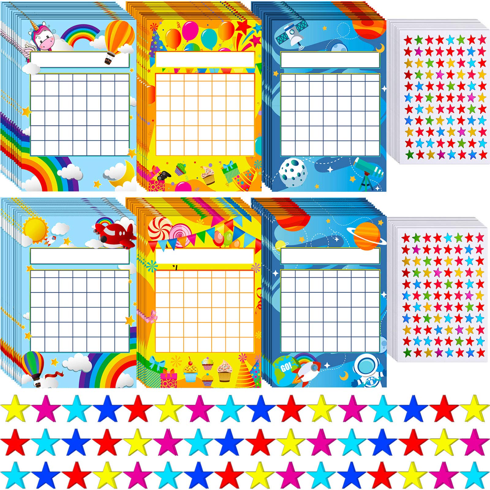 Photo 1 of Outus 122 Pieces Classroom Incentive Chart for 6 Designs with 1760 Pieces Colorful Star Stickers for Classroom Teaching Kids Behavior Chore Reward