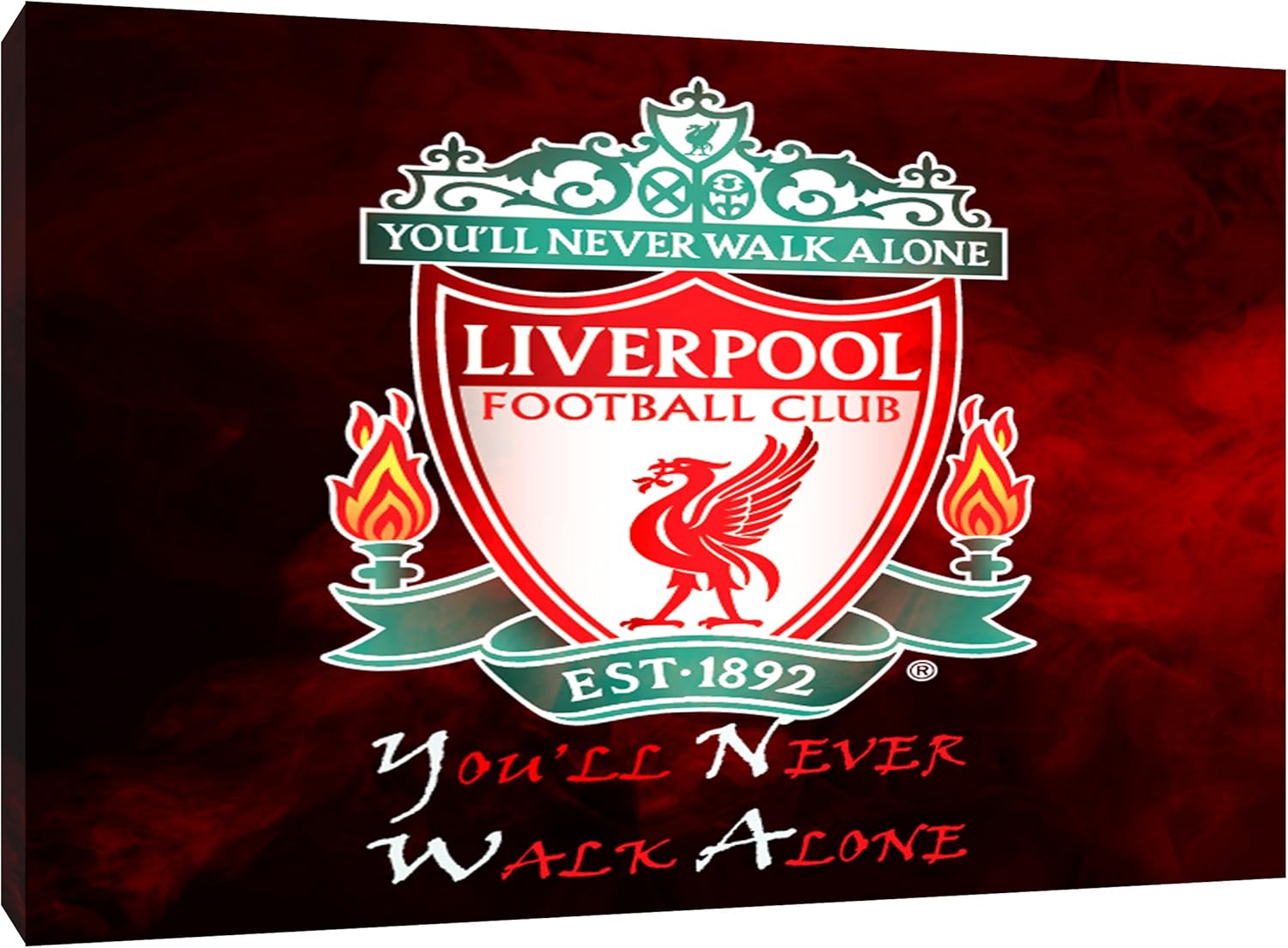 LIVERPOOL FC LOGO NEVER WALK ALONE PHOTO PRINT ON FRAMED CANVAS WALL