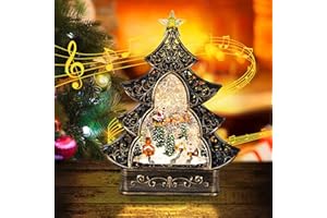 SINOFAYAR Christmas Snow Globes, Santa Claus Sleigh Snow Scene Christmas Lantern with 6 Hour Timer & 8 Christmas Music Songs, USB & Battery Operated Christmas Music Box for Decorations Indoor Tabletop Gifts