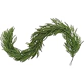 1 Pcs 6FT Christmas Garland, Christmas Decorations, Artificial Norfolk Pine Garland, Faux Greenery Garland for Mantle Fireplace Table Door Wall Upstairs Indoor Outdoor Holiday Xmas Decor