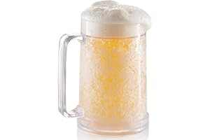 luxail Beer Mugs For Freezer, Double Wall Insulated Plastic Glasses – Freezer Mugs, 16 oz – Perfect Frozen Beer Mugs for Home