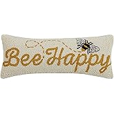 Peking Handicraft 30JES1744C20OB Bee Happy Wool and Cotton Pillow 8 X 20 inch, Multicolor