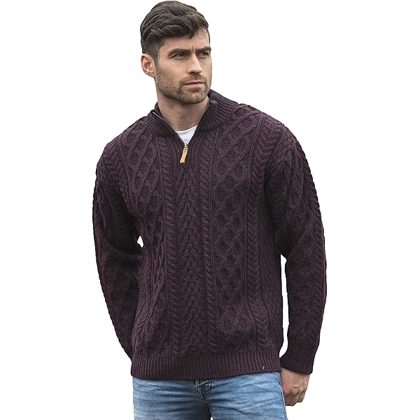 トップス AMERI UND LOOSE CABLE KNIT CARDIGAN Aran Crafts Men's Cable Knit Shoulder Detail Zipped Cardigan