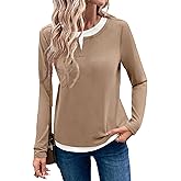 LilyCoco Womens Long Sleeve T Shirts Casual Basic Fall Crewneck Layered Shirt