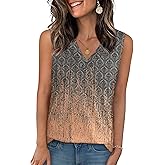 GKBK Tank Tops for Women Summer V Neck T Shirts Sleeveless Casual Basic Tee Loose Fit Cute Trendy Beach Vacation Clothes