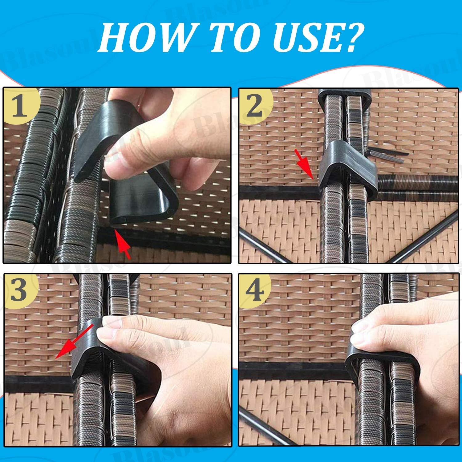 Outdoor Patio Wicker Furniture Clips Blasoul 8PCS Sectional Sofa Rattan Furniture Clips Chair Fasteners (Medium): Kitchen & Dining