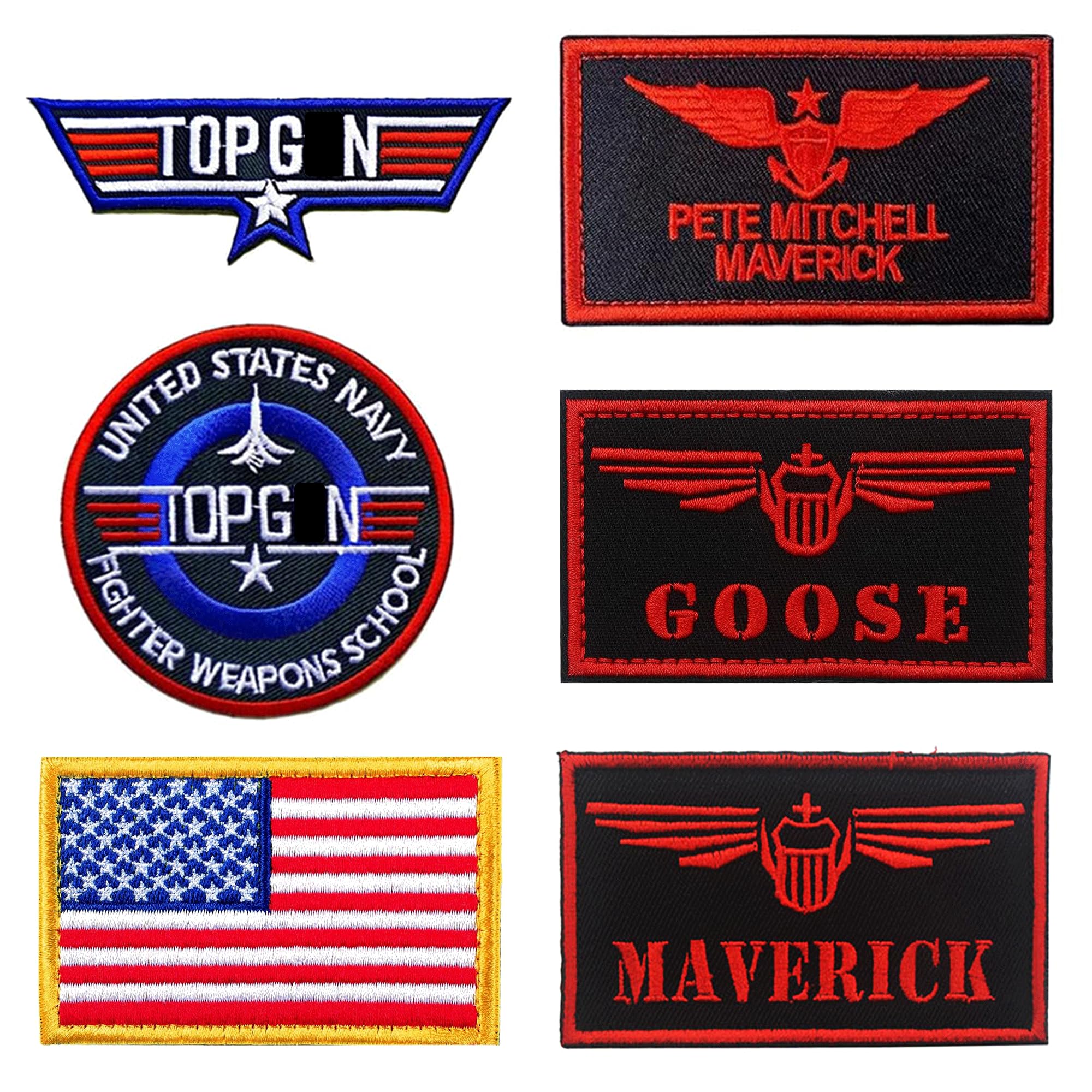 Photo 1 of ?Hook & Loop/Iron On? 6 PCS Top Gon Patches Pilot Morale Patch Military Patches Airsoft Patch Flight Patch for Jackets Tactical Patches for Backpacks - Hook & Loop