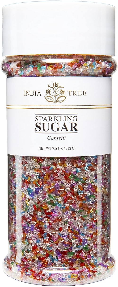 India Tree Confetti Sparkling Sugar, 7.5 oz | Vibrant Rainbow Decorating Sugar for Birthdays & Celebrations