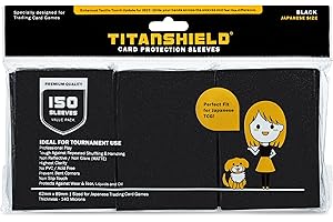 TitanShield (150 Sleeve/Black) Small Japanese Sized Trading Card Sleeves Deck Protector Compatible with Yu-Gi-Oh, Cardfight!! Vanguard & Photocards