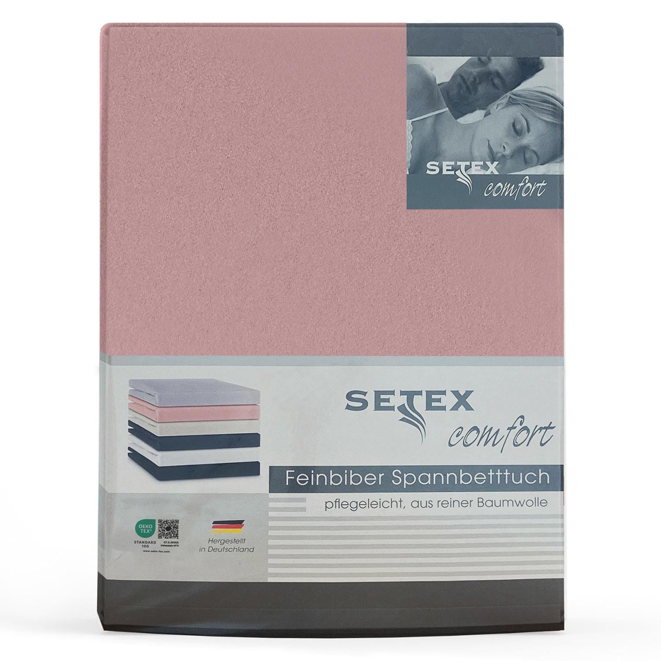 SETEX - Flannelette Bed Sheet with Elastic Band Cuddly Soft - Flannelette Fitted Sheet Made of 100% Cotton with All-Round Elastic Band - Bed Sheet 160 x 200 cm Dusky Pink