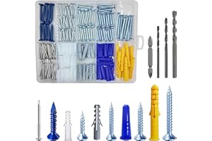 Wensilon (274 pcs) Plastic Drywall Wall Anchors Kit with Screws， Concrete Screw kit Wall Anchor Set Suitable for Brick and Cement Walls