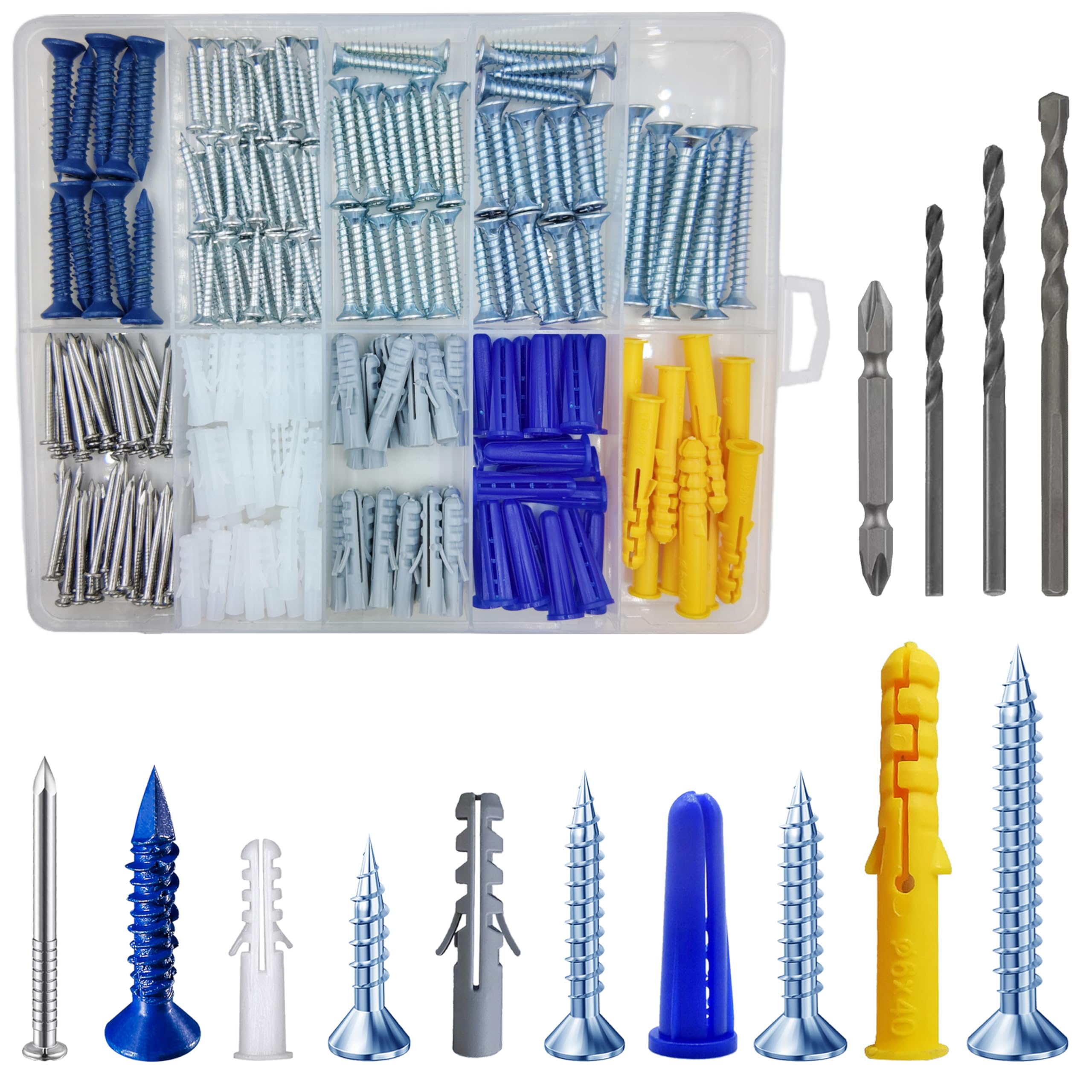 Photo 1 of Wensilon (274 pcs) Plastic Drywall Wall Anchors Kit with Screws? Concrete Screw kit Wall Anchor Set Suitable for Brick and Cement Walls