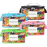 DOOHALO Toy Organizer Storage bags with Zippers for Toys, Board Games, Blocks, Puzzles, Dolls Storage, Large Reusable Clear waterproof with Name Tag Mesh Pouches Multi Color 4 Packs