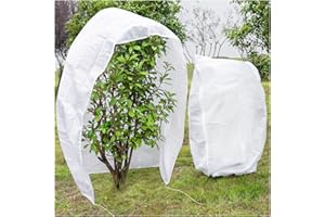 KXCOFTXI 2 Pcs Plant Covers Freeze Protection, Frost Cloth Plant Freeze Protection, Frost Covers for Outdoor Plants with Drawstring and Zipper, 2.5 oz/yd² 5.9 X 3.9 Ft, for Protect Trees Shrubs from Cold Frost
