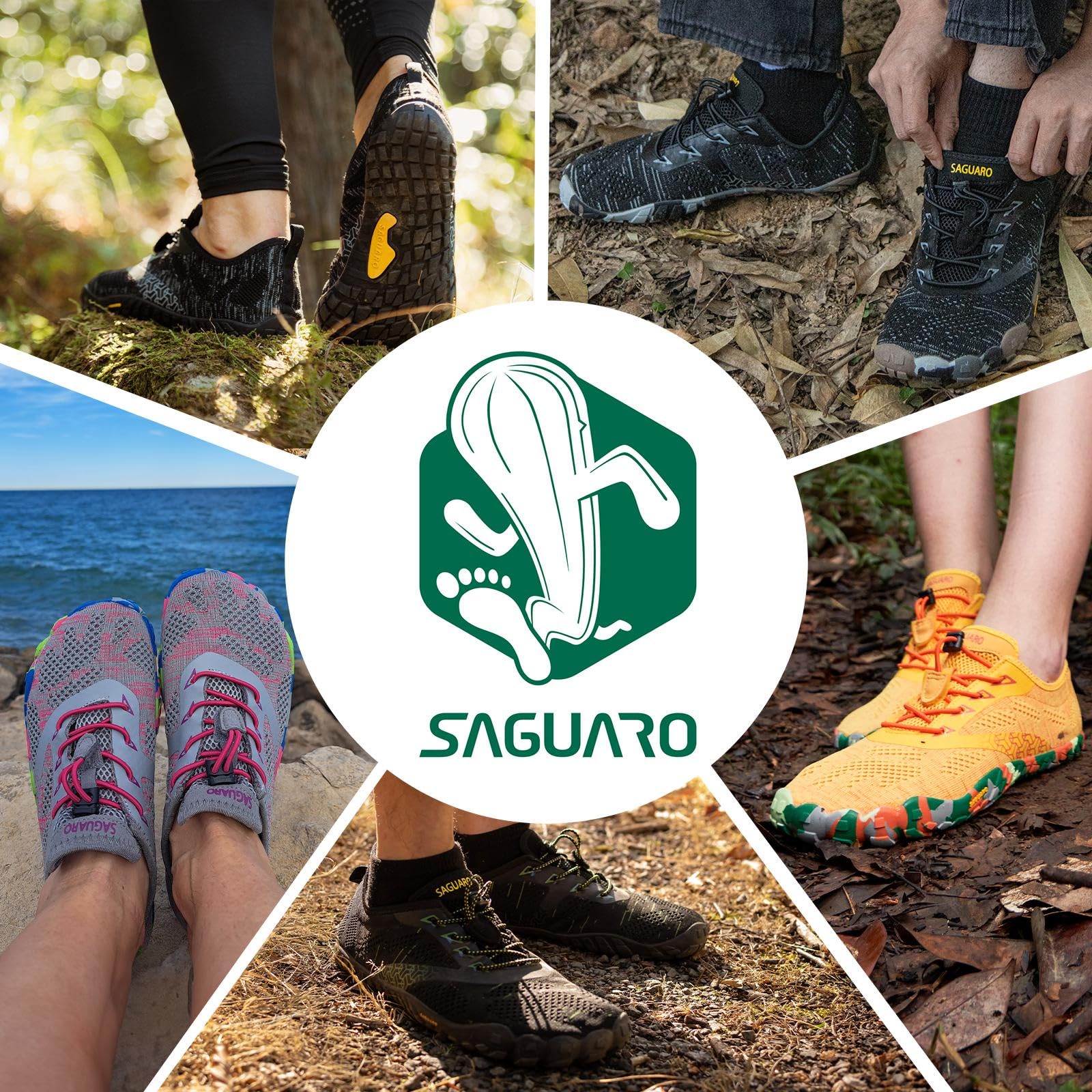 SAGUARO Barfußschuhe Damen Herren Zehenschuhe Traillaufschuhe Weich Bequem Barfussschuhe Fitnessschuhe Männer Frauen Trainingsschuhe für Joggen Laufen Wandern, Tinte Schwarz, 43 EU 2
