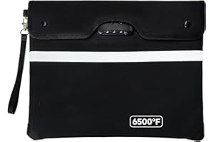 LOOROW Upgraded 6500°F Fireproof Document Bag with Lock | Waterproof 9-Layer Heat Insulated Material | Dual-Liner Card Slot Money Bag with Zipper/Reflective Strip for Passport，Important Paper，Cash(15 x 12In)