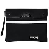 Upgraded 6500°F Fireproof Document Bag with Lock, Waterproof 9-Layer Heat Insulated | Dual-Liner Card Slot Money Bag with Zipper/Reflective Strip for Passport, Important Paper, Cash(15 x 12In)