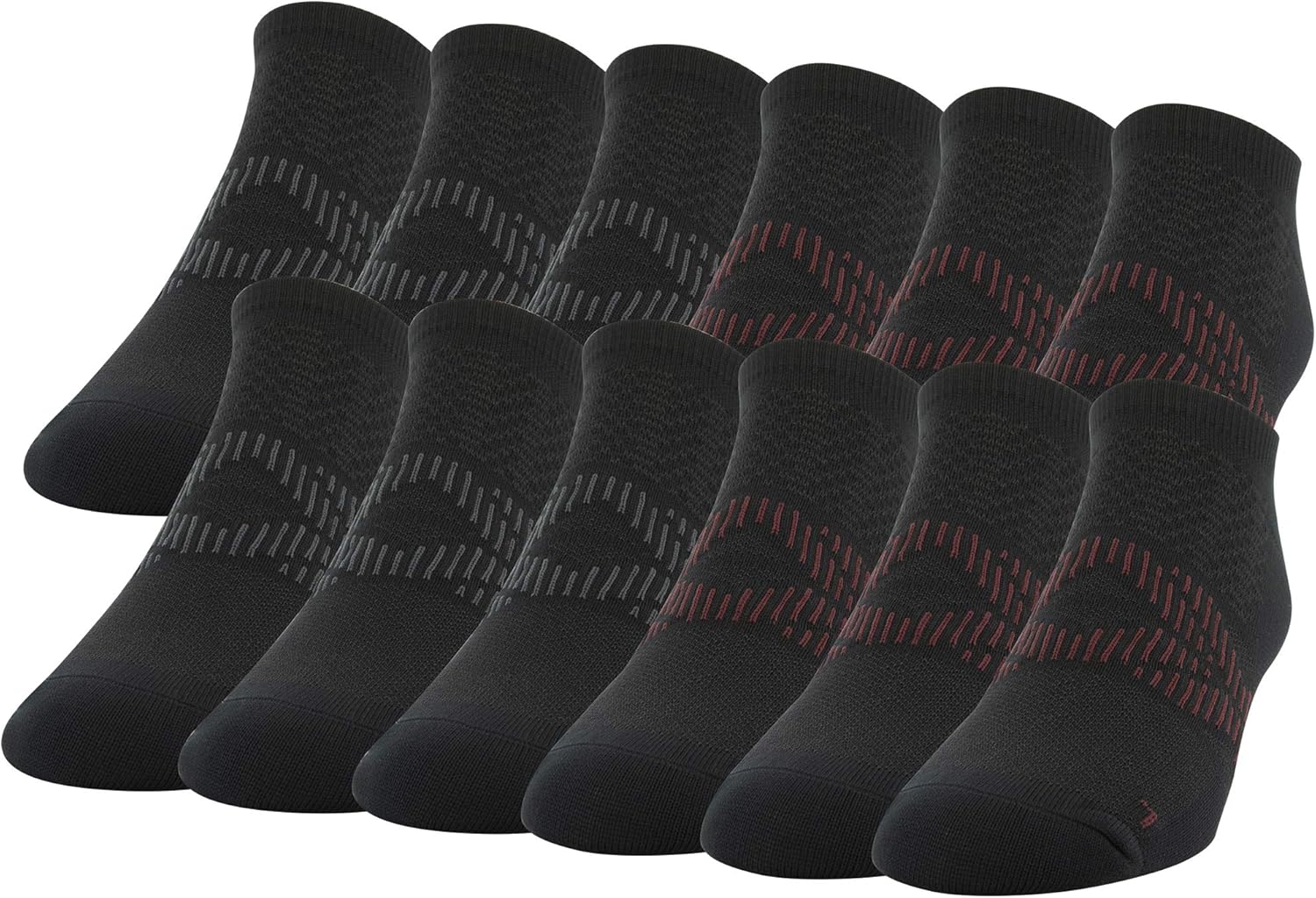 Gildan Men's Flat Knit No Show Socks, Black/Merlot, Shoe Size: 6-12 at  Men’s Clothing store
