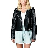 [BLANKNYC] womens Luxury Clothing Vegan Leather Moto Jacket With Zipper Pocket Detail, Comfortable & Stylish Coat