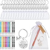 Teling 20 Sets Employee Appreciation Gifts Bulk Inspirational Pens Motivational Keychains Thank You Ballpoint Pen Gifts for Coworkers Teachers Staff Christmas