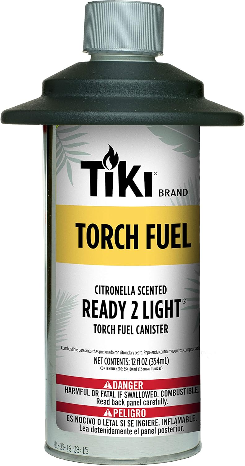 Oil Lamps & Accessories - Tiki Brand Citronella Scented Torch Fuel, 12 Ounce Canister, Black