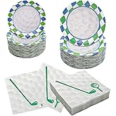 Hpscdyo 180Pcs Golf Party Supplies Paper Plates and Napkins Serve 60 Disposable Tableware Set for Birthday Party Decorations Game Day Family Holiday Sports Events