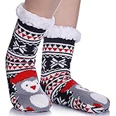 FNOVCO Kids Slipper Socks Boys Girls Fuzzy Soft Thick Cozy Warm Fleece lined Winter Indoor Christmas Socks