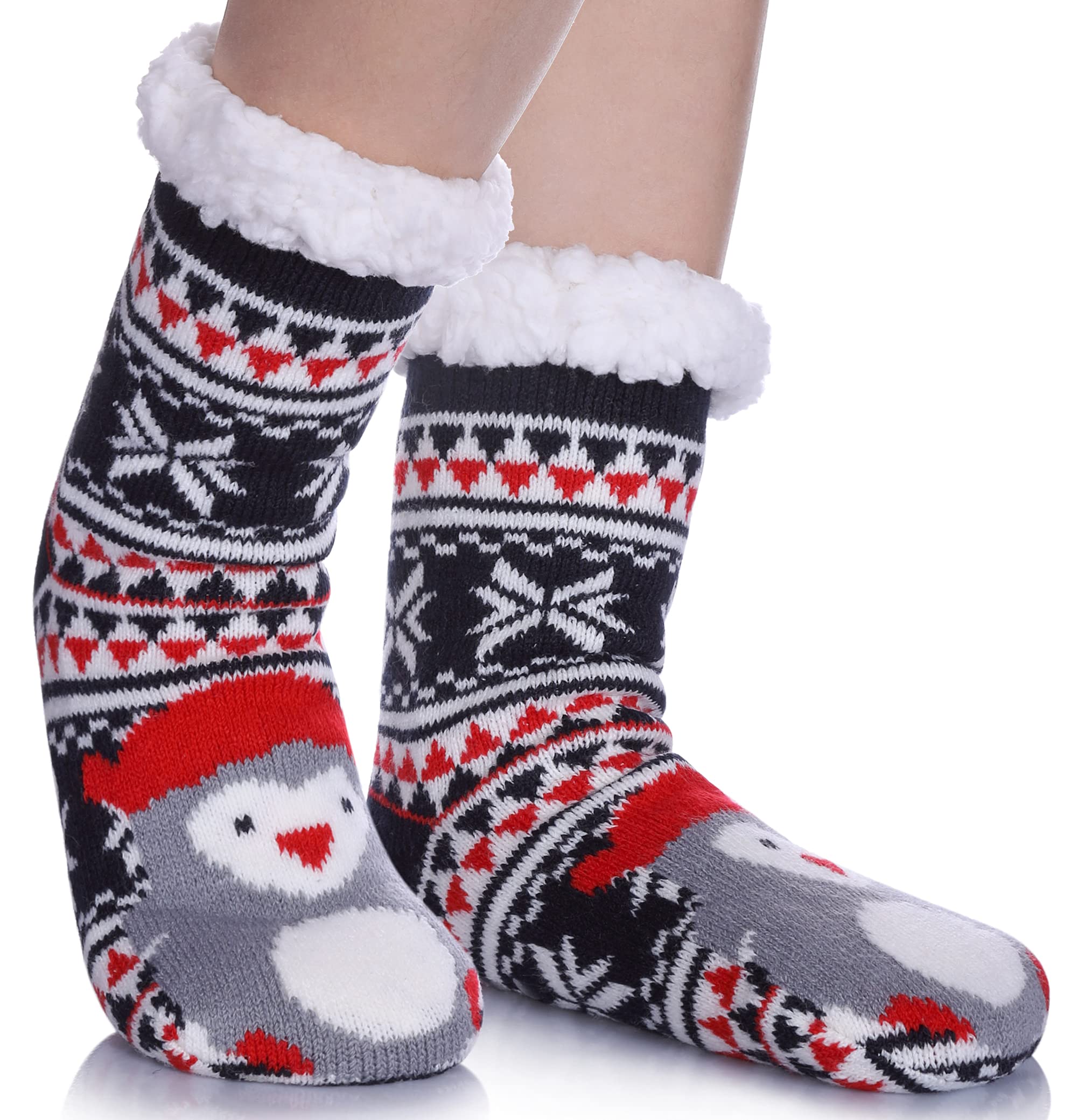 FNOVCO Kids Slipper Socks Boys Girls Fuzzy Soft