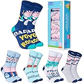 Peppa Pig Socks for Men & Teens US Size 7-11, Pack of 5 Daddy Pig Warm Crew Socks, Soft & Breathable, Gifts for Men, Dad