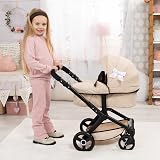 Bayer Design XEO Convertible Doll Pram 46cm Baby Doll Pushchair Beige view 6