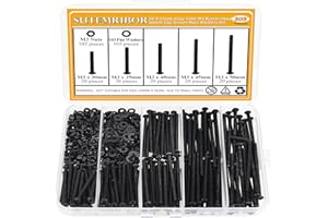 305 Pieces M3 x 30/35/40/45/50mm Button Head Socket Cap Screws Nuts Washers Set Black, Sutemribor M3 Long Screws, M3 Black Screws Nuts Washers Assortment Kit, 10.9 Grade Alloy Steel, Fully Threaded