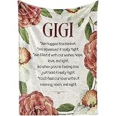 InnoBeta Gigi Gifts for Grandma, Gifts for Gigi, Flannel Throw Blankets on Mother's Day, Christmas, Birthday, 50" x 65", Red Flowers