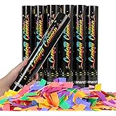 12 Inch Confetti Biodegradable [6 Pack Confetti Cannons | Multicolor Confetti Poppers for Wedding Celebration,Birthday PartyChristmas Eve and New Year Celebration Give a Gift(black)