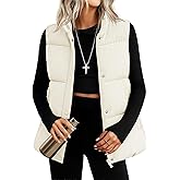 YUCOLEN Down Puffer Vest for Women Warm Winter Quilted Padded Puffy Vests with Pockets Stand Collar Zip Up Coat