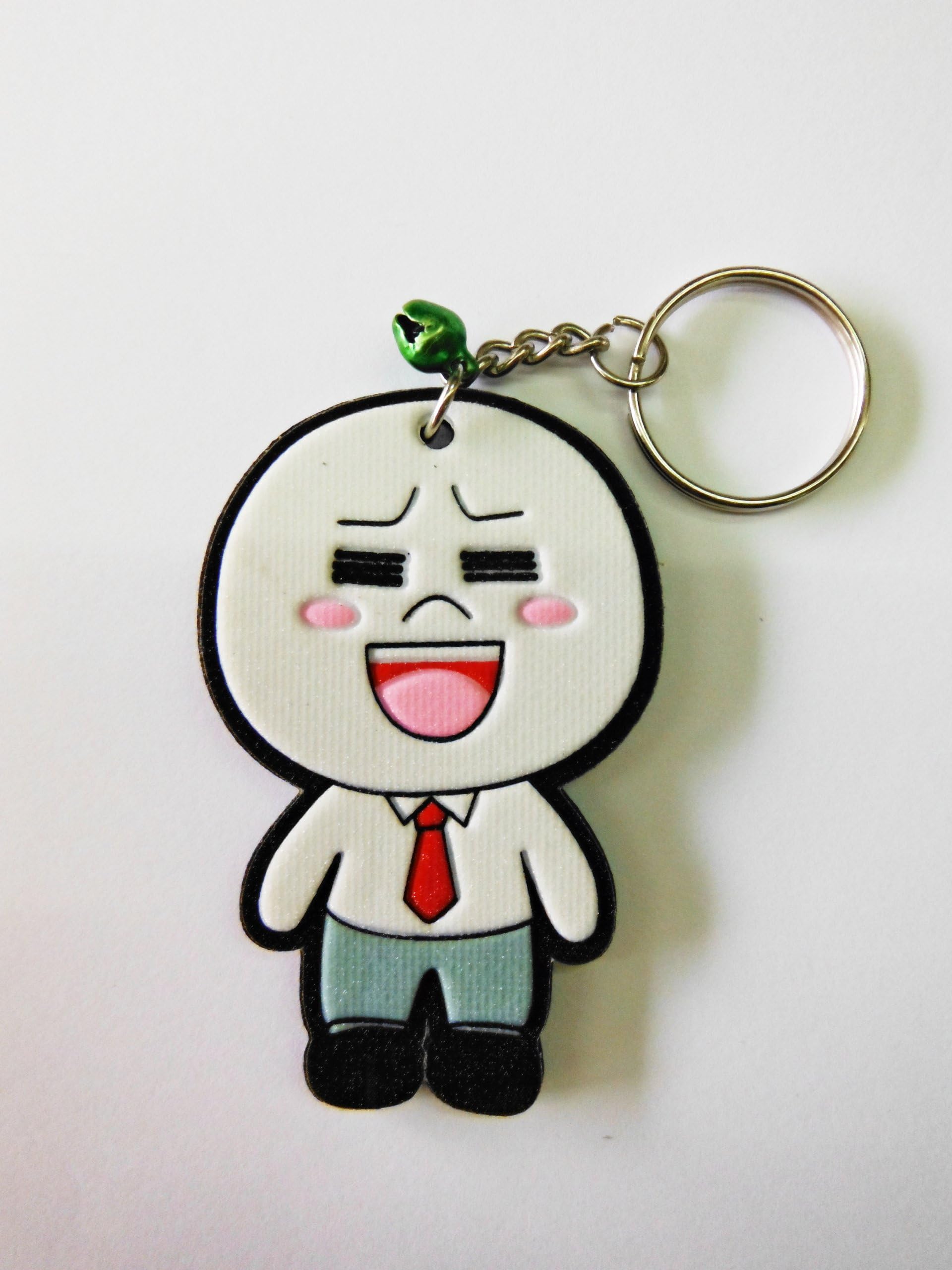 Moon Working Salary Man LINE Cartoon Character, Foam Keychain Topper with Plastic Glitter.